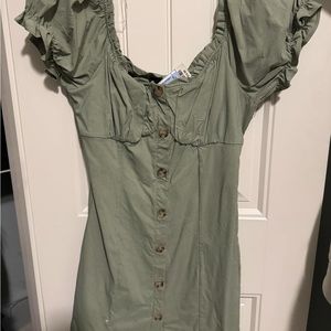 Elegant Sage Button-Down Dress